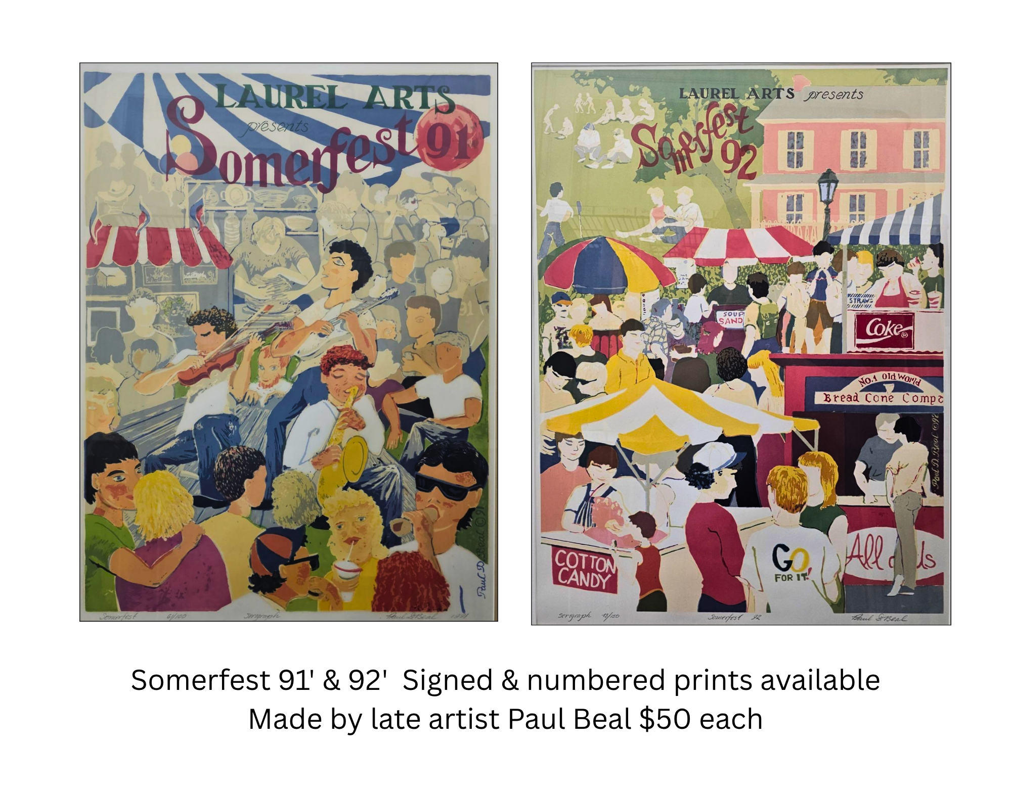 Limited Edition Solid Bronze Plates with matching numbered & signed prints by late artist Paul Beal. Made exclusively for Laurel Arts by the Wendell August Forge. Plate & Print $100 Print only $50 (2)